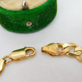 Sterling Silver Gilt Flat Link Curb Chain Bracelet Vintage c1980 19cm Length