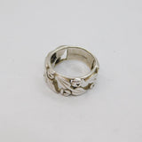 Sterling Silver Deco Style Patterned Identity Band Ring Modern c1999 Size N