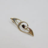 Sterling Silver Faceted Garnet Set Art Deco Style Brooch Pin Vintage c1970