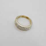 Sterling Silver Three Tier Sparkling Crystal Dress Ring Modern c1990 Size L