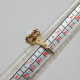 Sterling Silver 8 Garnet & Opal Cluster Dress Ring Vintage c1970 Size L 1/2
