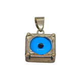Sterling Silver Glass 'Evil Eye' Protection Symbol Studio Pendant Vintage c1970s