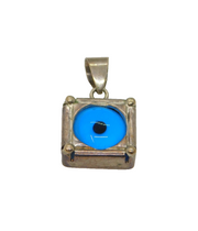 Sterling Silver Glass 'Evil Eye' Protection Symbol Studio Pendant Vintage c1970s