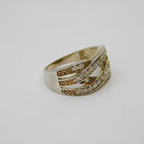 Sterling Silver Paste Cross Over Art Deco Style Dress Ring Modern c1990 Size Q