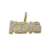 Sterling Silver Gilt & Paste Set 'King' Large Pendant Vintage c2000s