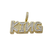 Sterling Silver Gilt & Paste Set 'King' Large Pendant Vintage c2000s