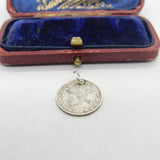Sterling Silver George V Threepence Coin Charm Pendant Antique 1918 Art Deco