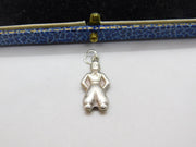 Sterling Silver Waiter in White Tie Charm Pendant Vintage c1970