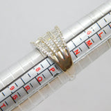 Sterling Silver Three Tier CZ Art Deco Style Dress Ring Modern c1990 Size O 1/2