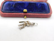 Sterling Silver Cricket Player Batsman Charm Pendant Vintage c1970