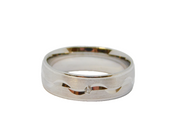 Sterling Silver Spinel Set Wave Design Semi-Brushed Ring Vintage c1970 Size P