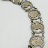 Edwardian Silver Plated Victoria & Edward Coin Crafted Panel Belt Antique c1910
