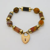 Victorian Scottish 9ct Gold & Colourful Agate Set Charm Bracelet Antique c1860s