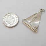 Sterling Silver Sailing Yacht Charm Pendant Vintage c1970s