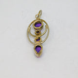 Sterling Silver 4 Mixed Size Cabochon Amethyst Oval Studio Pendant Modern c1990s