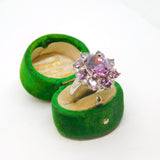 Sterling Silver Purple & White CZ Cluster Cocktail Ring Vintage c2000 Size O