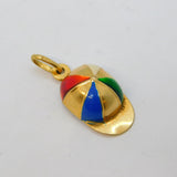 9ct Yellow Gold & Colourful Enamel Jocket Cap Charm Pendant Vintage c1970s