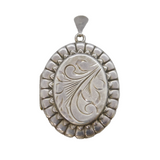 Sterling Silver Floral Pattern Locket Pendant Vintage 1973 Birmingham