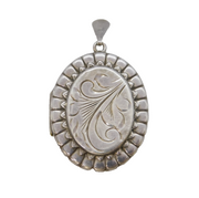 Sterling Silver Floral Pattern Locket Pendant Vintage 1973 Birmingham