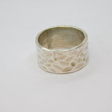 Sterling Silver Planished Textured Wide Band Studio Ring Vintage c1970 Size U