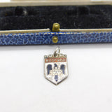 Sterling Silver & Enamel Bedford Crest Shield Charm Pendant Vintage c1970
