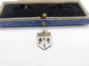 Sterling Silver & Enamel Bedford Crest Shield Charm Pendant Vintage c1970