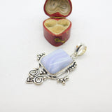 Sterling Silver Blue Agate Charm Pendant Vintage c1970