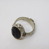 20th Century White Metal Onyx Centurion Intaglio Signet Ring Antique c1920