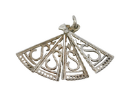 Sterling Silver Oriental Fan Charm Pendant Vintage c1970