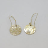 Pair of Sterling Silver Hammered Disc Studio Drop Earrings Contemporary c2000