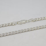 Italian Sterling Silver Diamond Cut Curb Chain Necklace Vintage c1980 20" Length