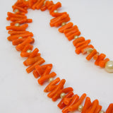 19th Century 9ct Rose Gold, Coral & Pearl Dress Necklace Antique c1900