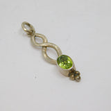 Sterling Silver Faceted Peridot Celtic Style Drop Charm Pendant Vintage c1970
