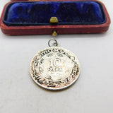 Silver Dipped Unusual 10 Moroccan Francs Coin Muhammed V Charm Pendant 1947