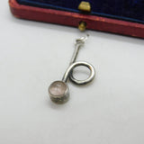 Sterling Silver Loop Cabochon Quartz Charm Pendant Vintage c1970