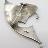 .900 Grade Silver Large Flying Fish Brooch Pin Vintage c1970s