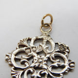 Victorian Sterling Silver Floral Dress Button Conversion Pendant Antique London