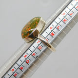 Sterling Silver Unakite Jasper Peardrop Statement Ring Vintage c1970 Size N