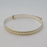Art Deco Style Sterling Silver Floral Chased Bangle Bracelet 1993 Birmingham