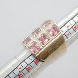 Sterling Silver 15 Pink CZ Wide Band Statement Ring Modern c2000 Size L 1/2
