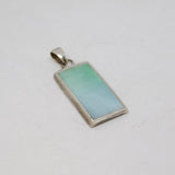 Sterling Silver Iridescent Shell Oblong Pendant Contemporary c1990s