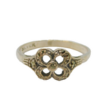 Sterling Silver Marcasite Floral Art Deco Dress Ring Antique c1930 Size Q