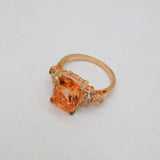 Sterling Silver Morganite & White Topaz Cocktail Ring Modern c1990 Size P 1/2