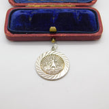 Sterling Silver Lined Edge St Christopher Travel Charm Pendant Vintage c1970