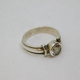 Sterling Silver White Topaz Solitaire Studio Style Ring Vintage c1990 Size L 1/2