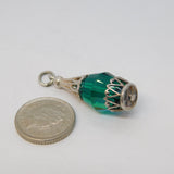 Sterling Silver Glass Set Bottle Charm Pendant Vintage c1970