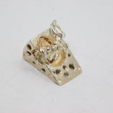 Sterling Silver Mouse In Cheese Wedge Charm Pendant Vintage c1970