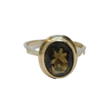 Sterling Silver Faceted Smoky Quartz Dress Band Ring Vintage 1979 Size L