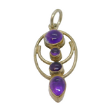 Sterling Silver 4 Mixed Size Cabochon Amethyst Oval Studio Pendant Modern c1990s