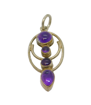 Sterling Silver 4 Mixed Size Cabochon Amethyst Oval Studio Pendant Modern c1990s